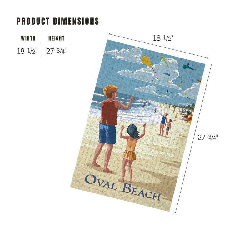 Oval Beach, Michigan, Children Flying Kites, Jigsaw Puzzle