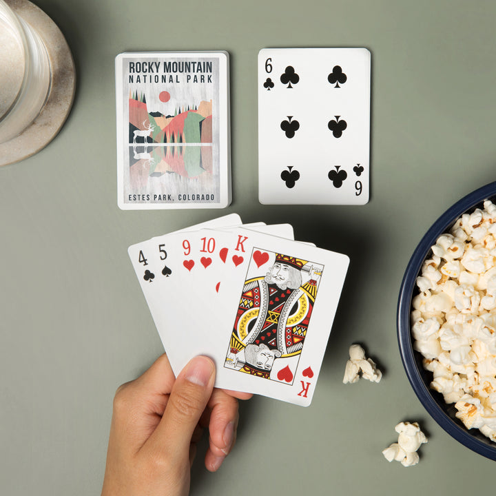 Playing Cards, Rocky Mountain National park, Estes park, Colorado, Elk, Geometric Opacity Press, 52 Card Deck with Jokers in Box, Unique Art