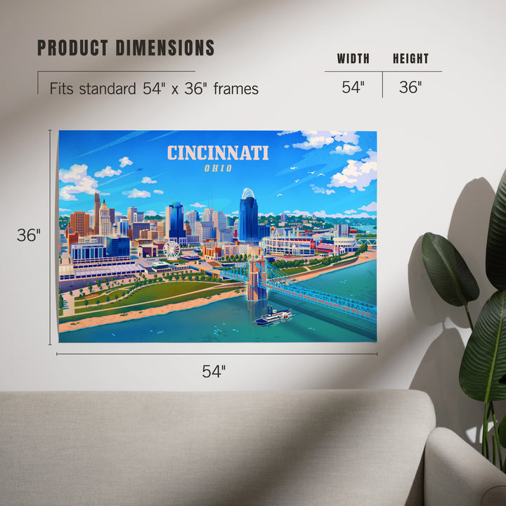 Cincinnati, Ohio, Lithograph City Series, Art & Giclee Prints