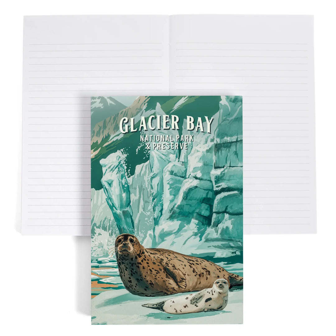 Lined 6x9 Journal, Glacier Bay National Park and Preserve, Alaska, Painterly National Park Series, Lay Flat, 193 Pages, FSC paper