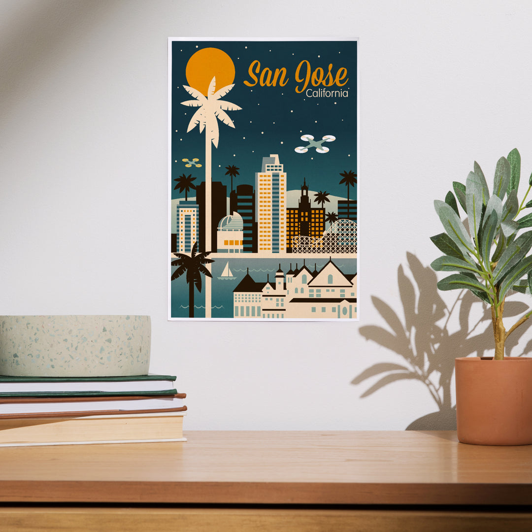 San Jose, California, Retro Skyline Series, Art & Giclee Prints