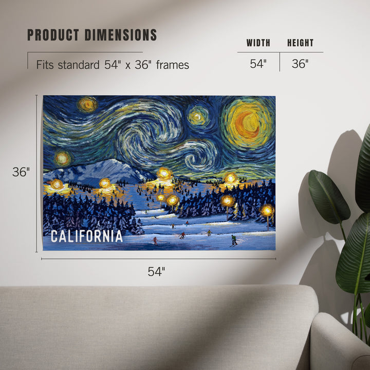 California, Starry Night, Ski Resort, Art & Giclee Prints