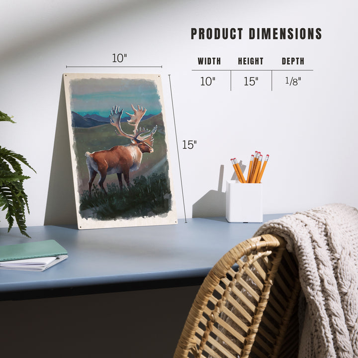 Watercolor Study, Caribou, Wood Signs and Postcards