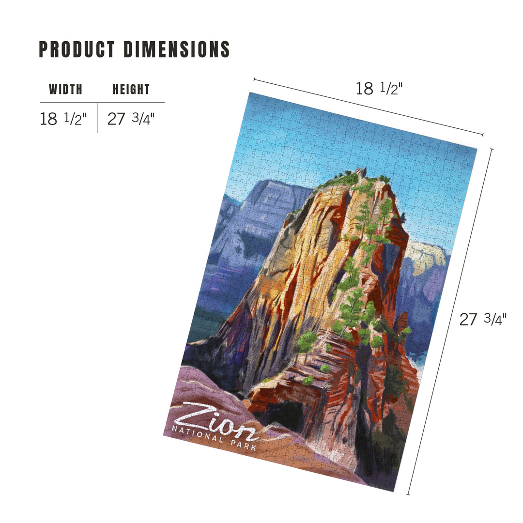 Zion National Park, Utah, Angels Landing, Oil Painting, Jigsaw Puzzle