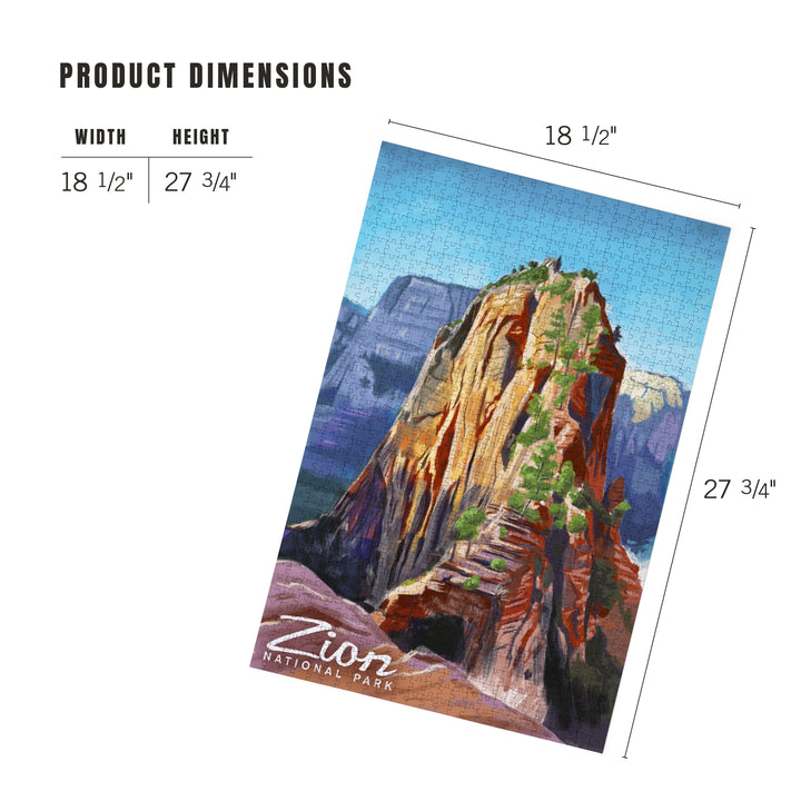 Zion National Park, Utah, Angels Landing, Oil Painting, Jigsaw Puzzle