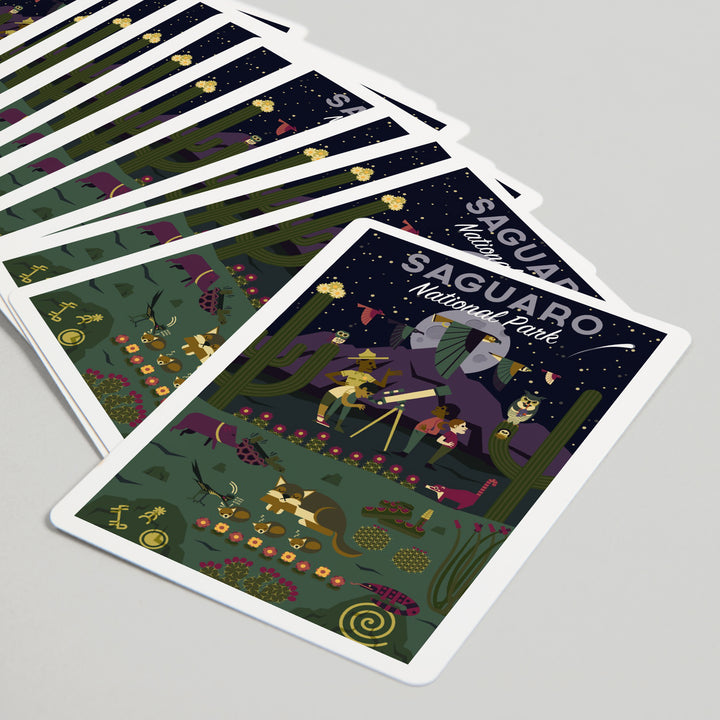 Playing Cards, Saguaro National Park, Arizona, Night, Geometric National Park Series, 52 Card Deck with Jokers in Box, Unique Art