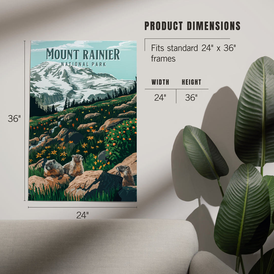 Mount Rainier National Park, Washington, Painterly National Park Series, Art & Giclee Prints