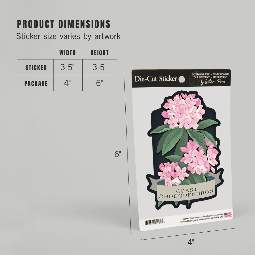 Vintage Flora Noir, Coast Rhododendron, Vinyl Sticker