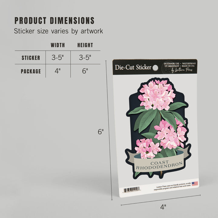 Vintage Flora Noir, Coast Rhododendron, Vinyl Sticker
