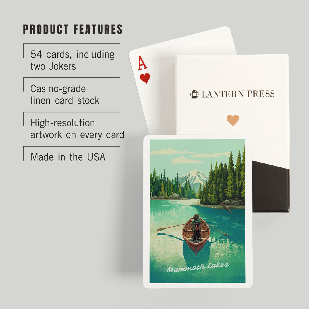 Playing Cards, Mammoth Lakes, California, Quiet Explorer, Boating, Mountain, 52 Card Deck with Jokers in Box, Unique Art
