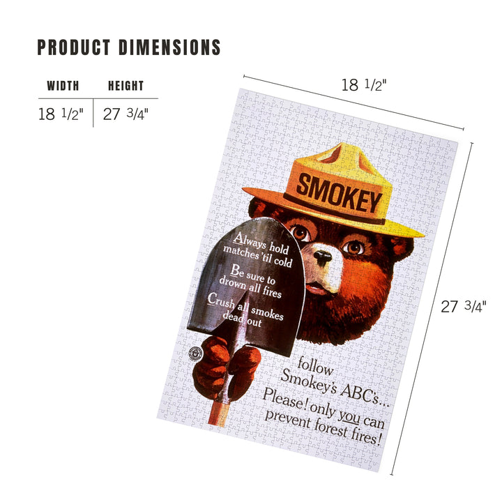 Smokey Bear, ABCs, Shovels, Officially Licensed Vintage Poster, Jigsaw Puzzle