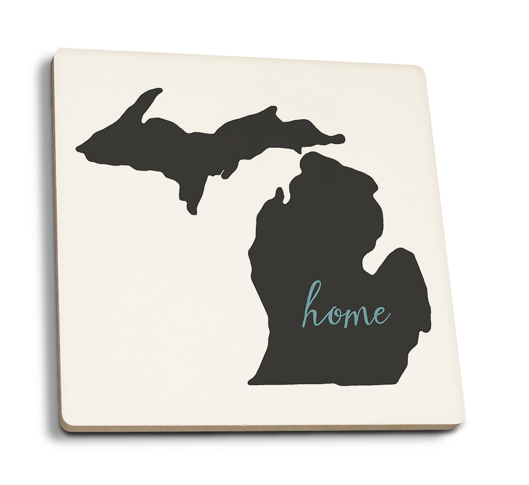 Michigan, Home State, Charcoal and Blue, Coaster Set