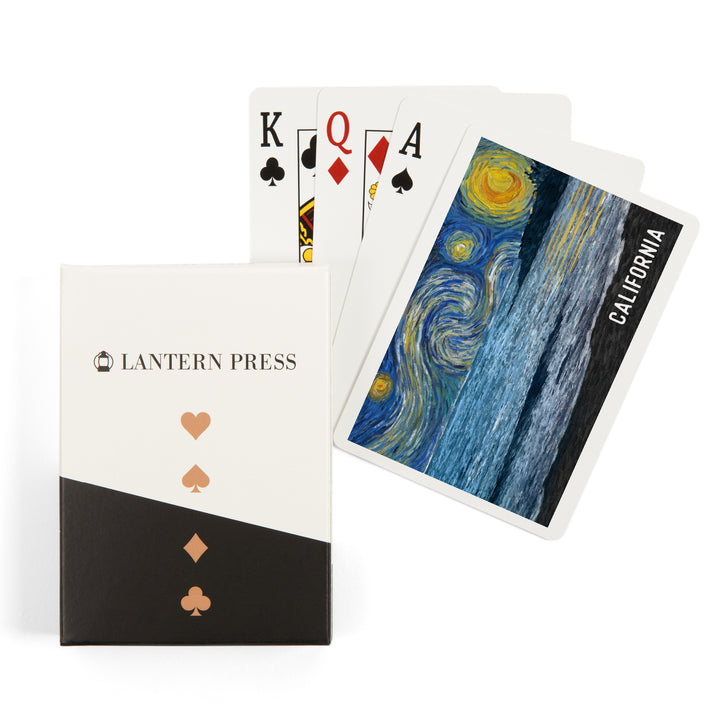Playing Cards, California, Starry Night, Ocean, 52 Card Deck with Jokers in Box, Unique Art