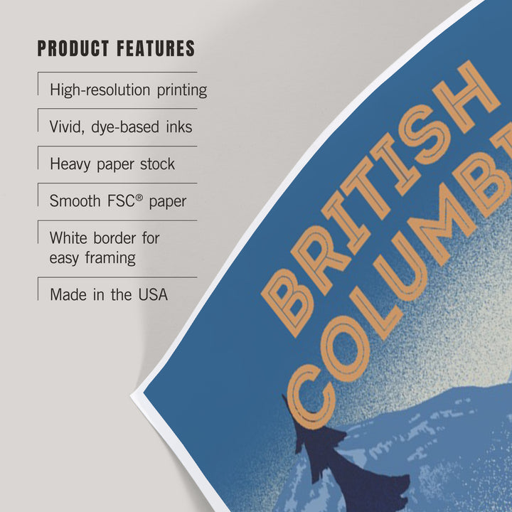 British Columbia, Lithograph, Elk and Mountains Scene, Art & Giclee Prints