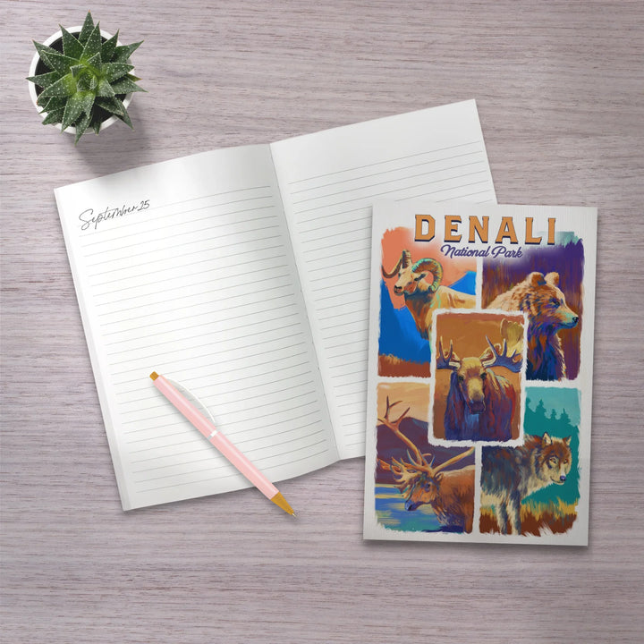 Lined 6x9 Journal, Denali National Park, Alaska, Vivid Animals, Lay Flat, 193 Pages, FSC paper