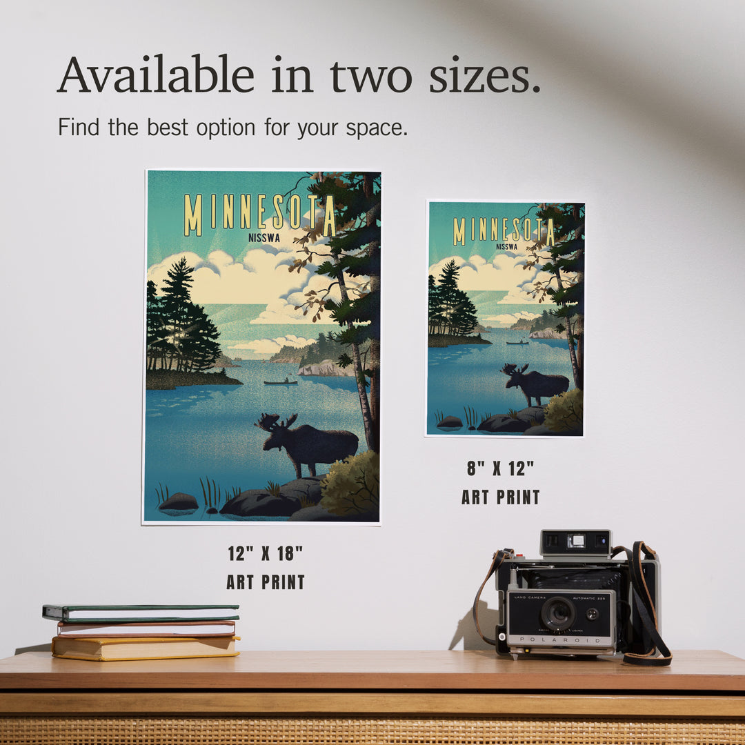 Nisswa, Minnesota, Lithograph, Moose and Lake, Art & Giclee Prints