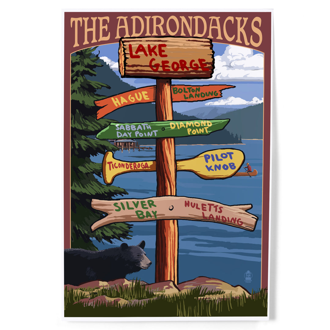 Lake George, New York, The Adirondacks, Destinations Sign, Art & Giclee Prints
