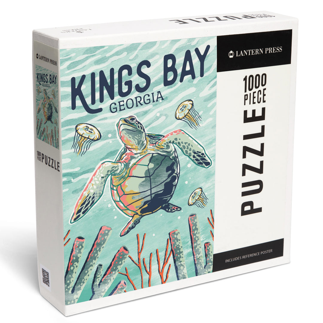 Kings Bay, Georgia, Graphic Pastel, Sea Turtle, Jigsaw Puzzle