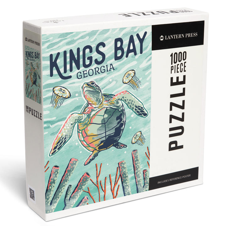 Kings Bay, Georgia, Graphic Pastel, Sea Turtle, Jigsaw Puzzle