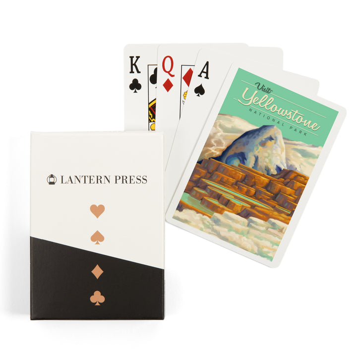 Playing Cards, Yellowstone National Park, Oil Painting, Mammoth Geyser, 52 Card Deck with Jokers in Box, Unique Art