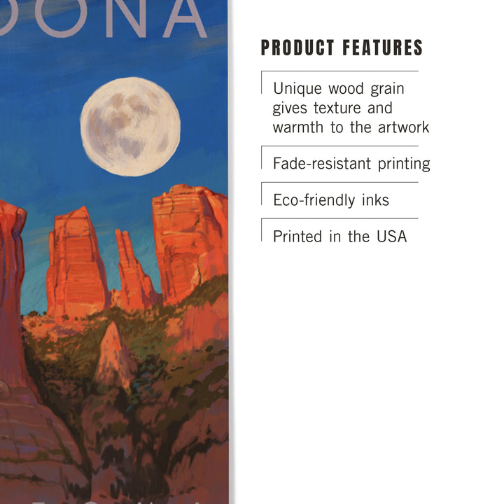 Sedona, Arizona, Cathedral Rock, Moon, Oil Painting, Wood Sign and Postcards