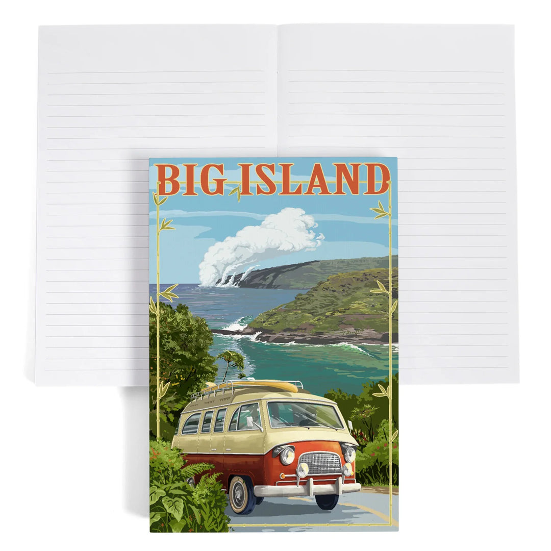 Lined 6x9 Journal, Hawaii Volcanoes National Park, Hawaii, Camper Van, Lay Flat, 193 Pages, FSC paper