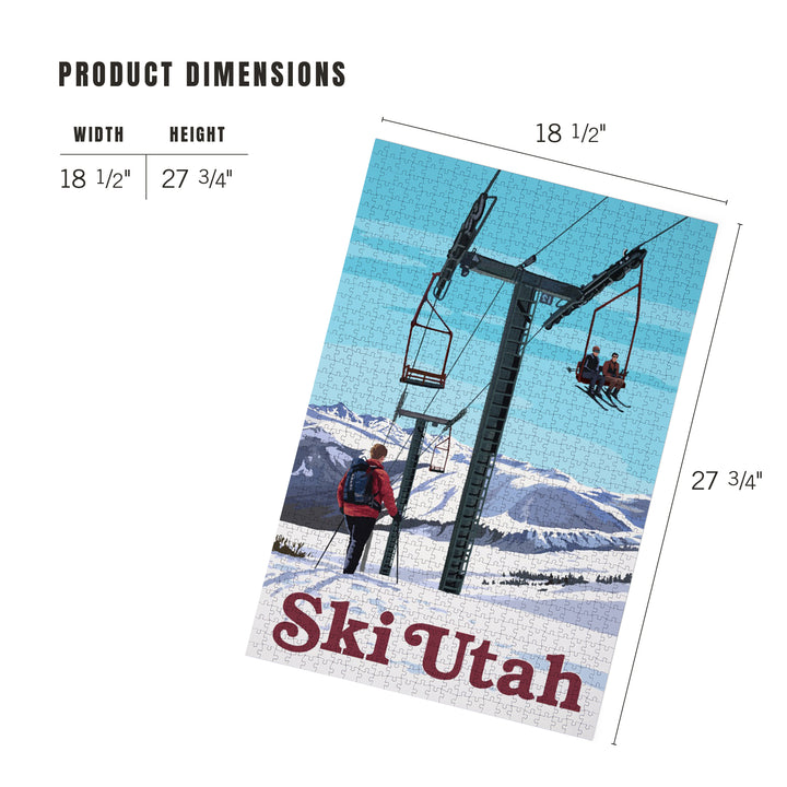Ski Utah, Ski Lift Day Scene, Jigsaw Puzzle