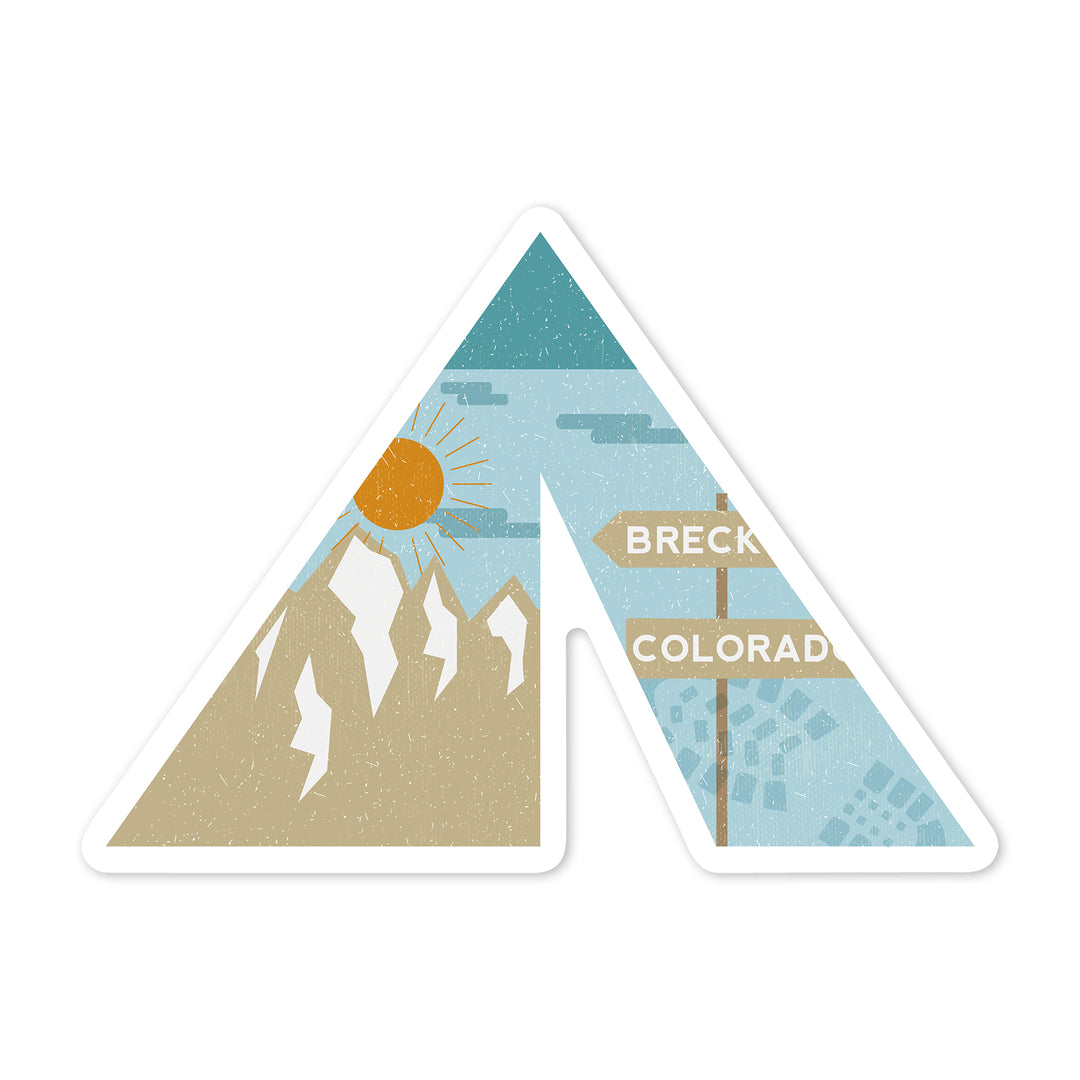Breckenridge, Colorado, Tent & Mountain, Contour, Lantern Press Artwork, Vinyl Sticker