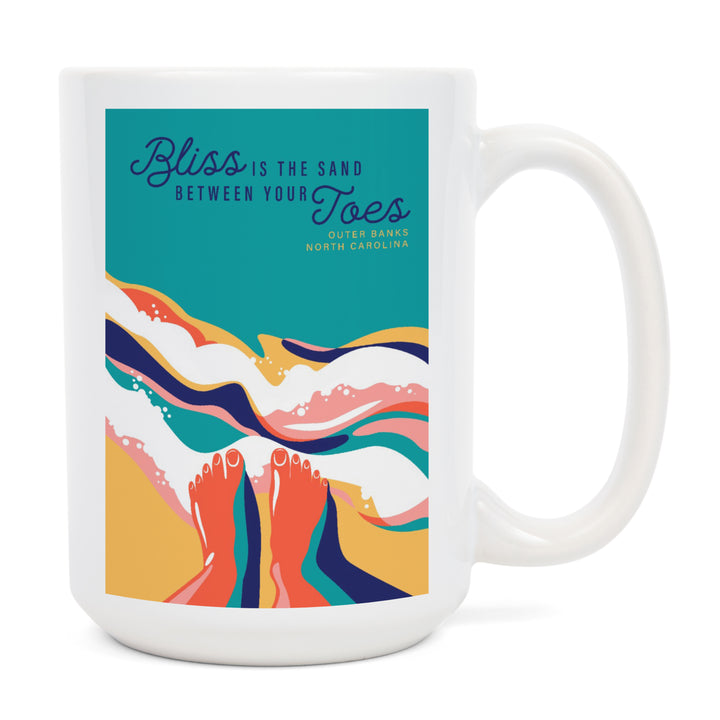 Outer Banks, North Carolina, Beach Bliss Collection, Bliss is the Sand Between Your Toes, Ceramic Mug