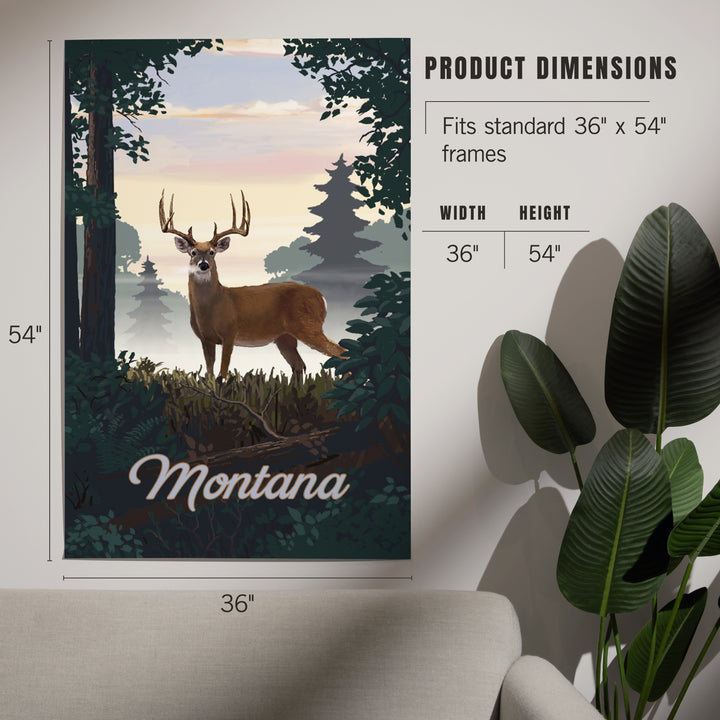 Montana, Painterly, Deer and Sunrise, Art & Giclee Prints