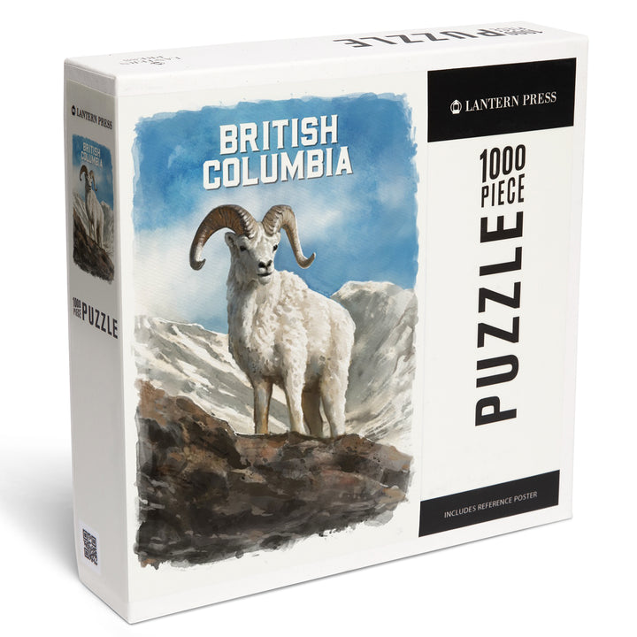 British Columbia, Watercolor Study, Dall Sheep, Jigsaw Puzzle