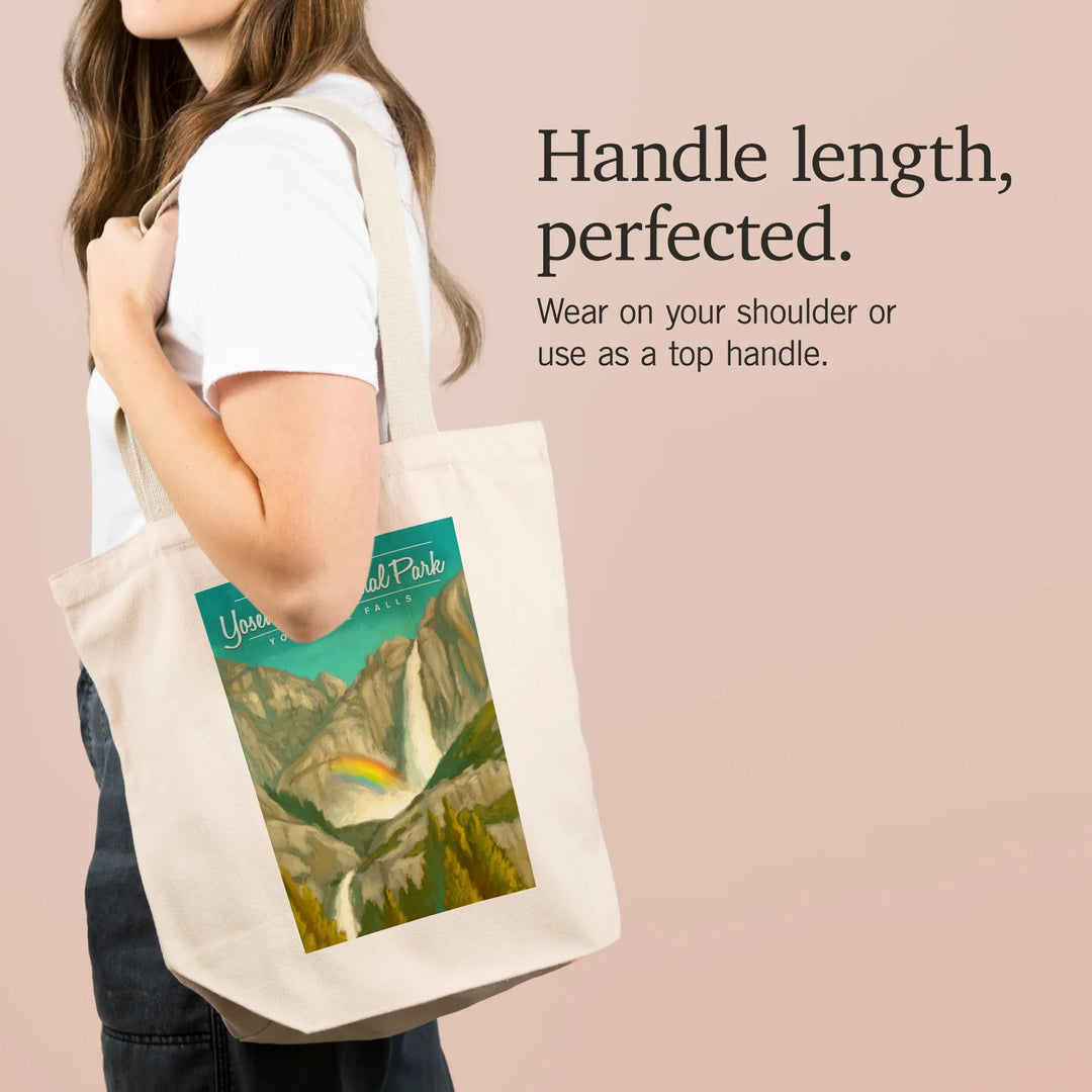 Yosemite National Park, California, Yosemite Falls and Rainbow, Tote Bag