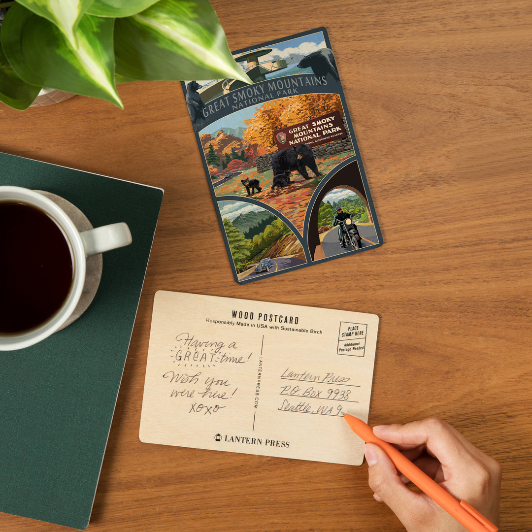 Great Smoky Mountains National Park, Tennessee, Montage, Wood Sign and Postcards