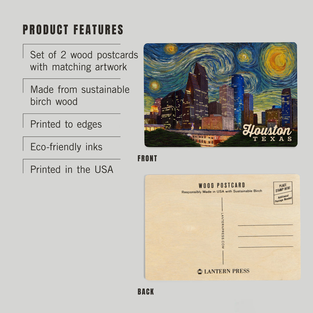 Houston, Texas, Starry Night City Series, Wood Sign and Postcards