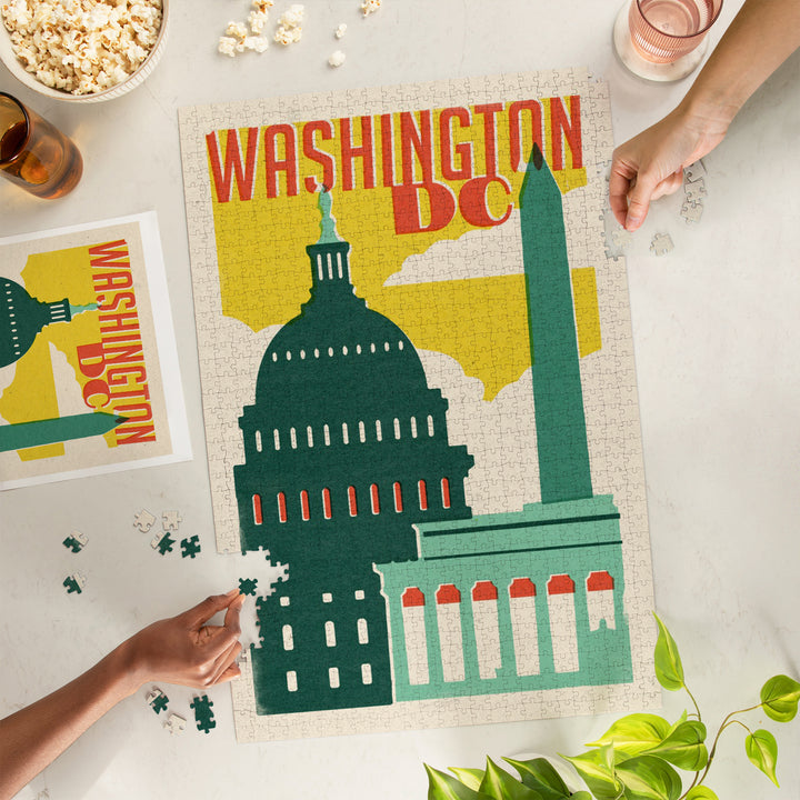 Washington, DC, Woodblock City Series, Architectural Landmarks, 1000 Piece Jigsaw Puzzle