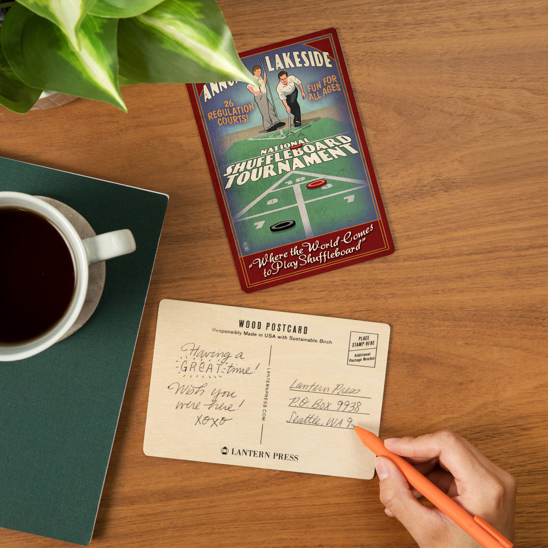 Lakeside, Ohio, Shuffleboard Tournament Vintage Sign, Wood Sign and Postcards
