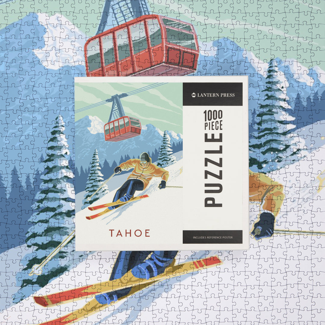 Lake Tahoe, California, Skier and Tram, Tahoe, Jigsaw Puzzle