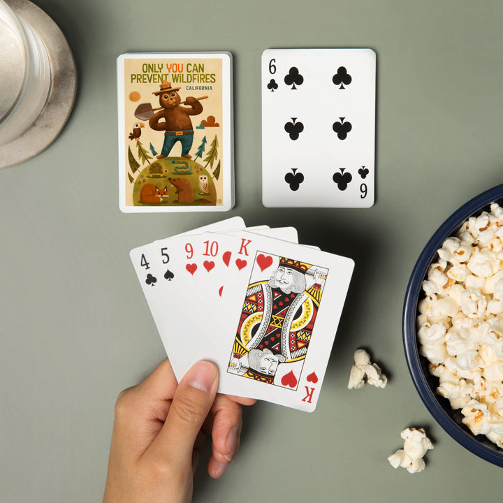 Playing Cards, California, Smokey Bear with Shovel, Only You can prevent Wildfires, 52 Card Deck with Jokers in Box, Unique Art