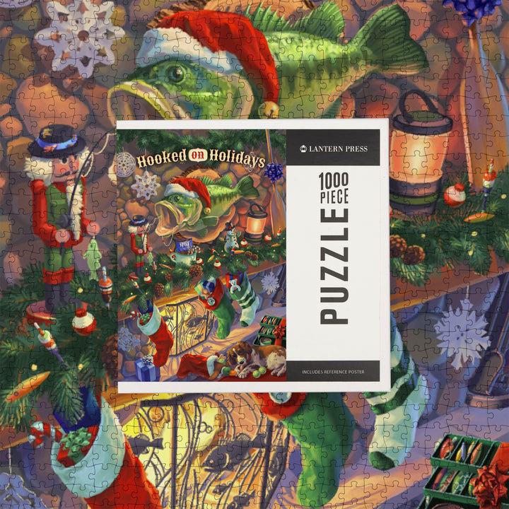 Hooked on Holidays, Oil Painting, Christmas Bass, Jigsaw Puzzle