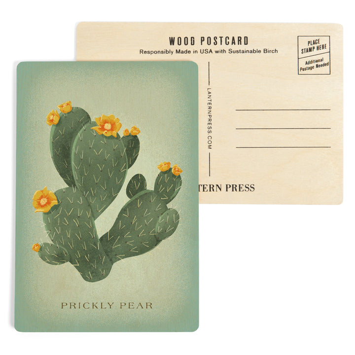 Prickly Pear with Yellow Flowers, Vintage Flora, Wood Sign and Postcards