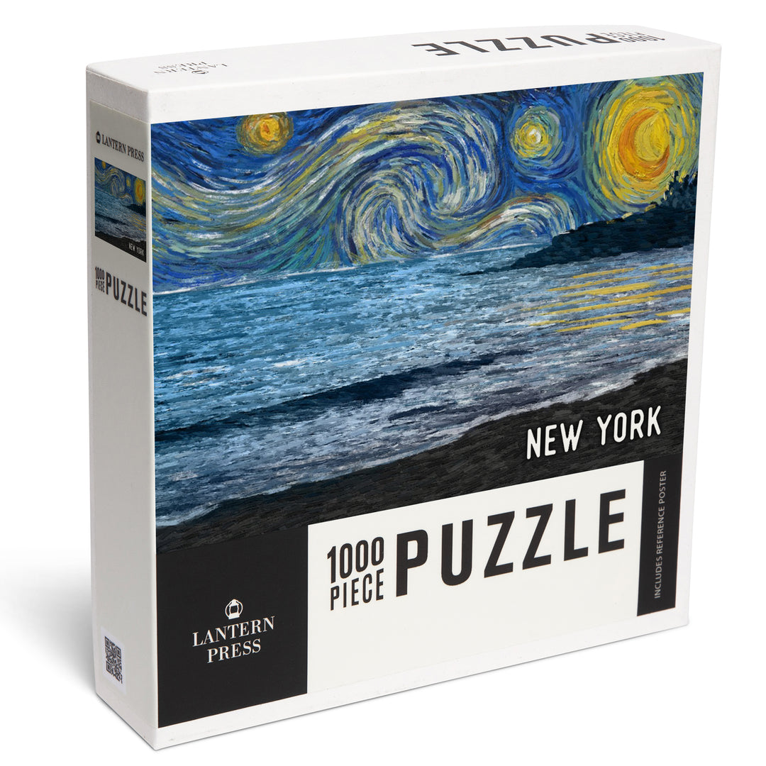 New York, Starry Night, Coastline, Jigsaw Puzzle