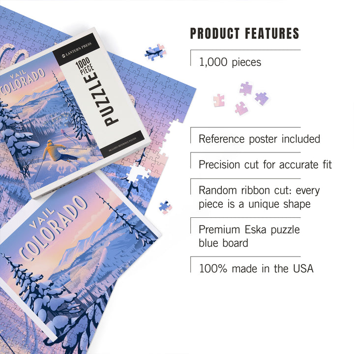 Vail, Colorado, Ski for Miles, Skiing, 1000 Piece Jigsaw Puzzle