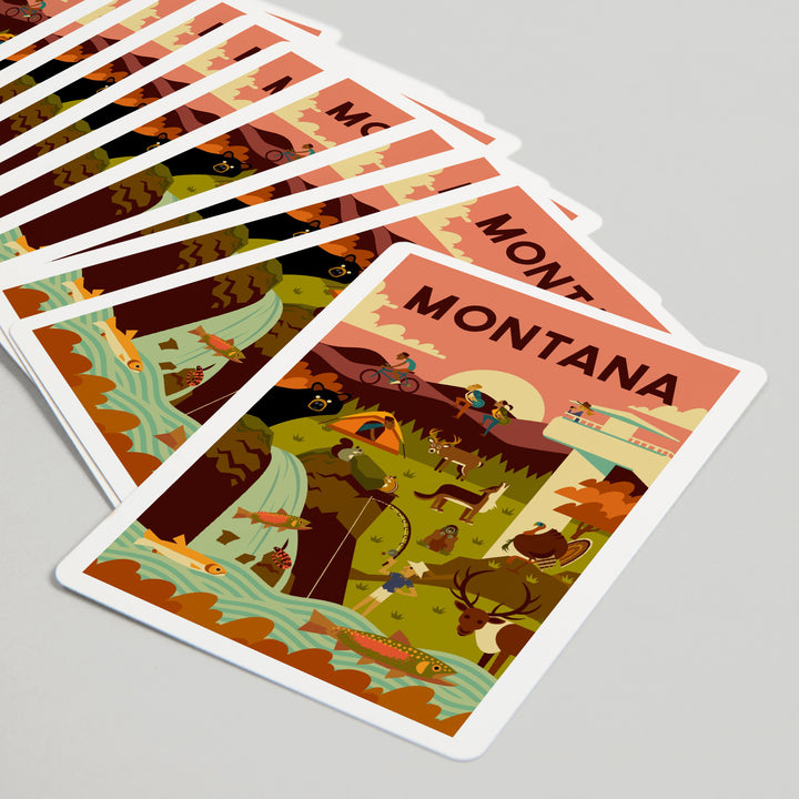 Playing Cards, Montana, Geometric National Park Series, 52 Card Deck with Jokers in Box, Unique Art