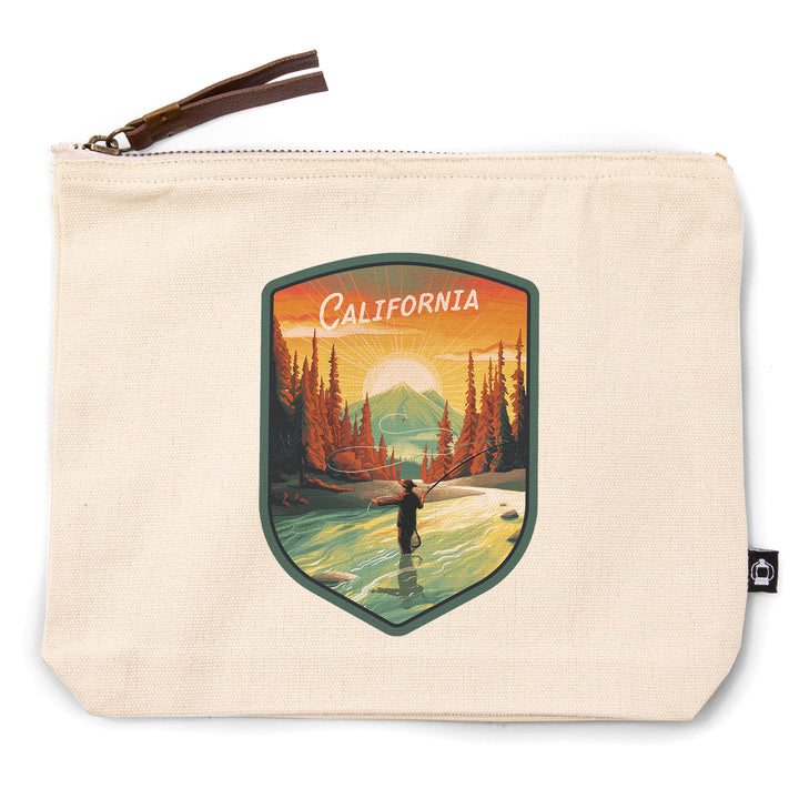 California, This is Living, Fishing with Mountain,, Organic Cotton Zipper Pouch, Go Bag