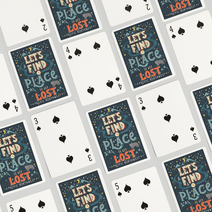 Playing Cards, Pacific Northwest, Let's Find a Place to Get Lost, 52 Card Deck with Jokers in Box, Unique Art