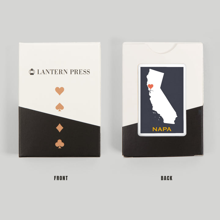 Playing Cards, Napa, California, Home State, White on Gray Outline, 52 Card Deck with Jokers in Box, Unique Art
