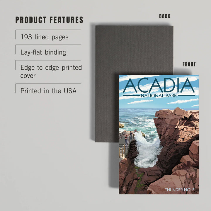 Lined 6x9 Journal, Acadia National Park, Maine, Thunder Hole Day, Lay Flat, 193 Pages, FSC paper