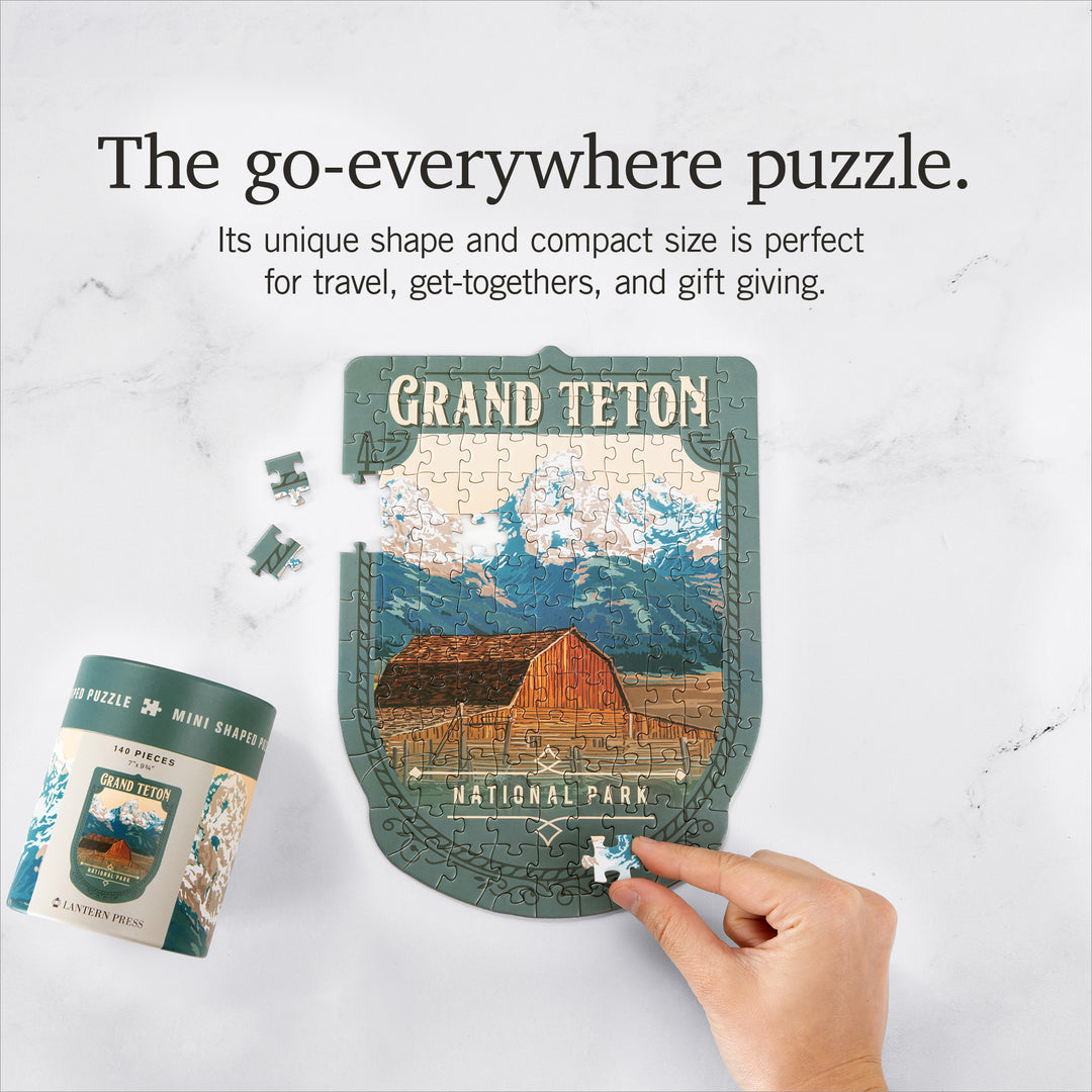 Lantern Press Mini Shaped Adult Jigsaw Puzzle, Protect Our National Parks (Grand Teton)