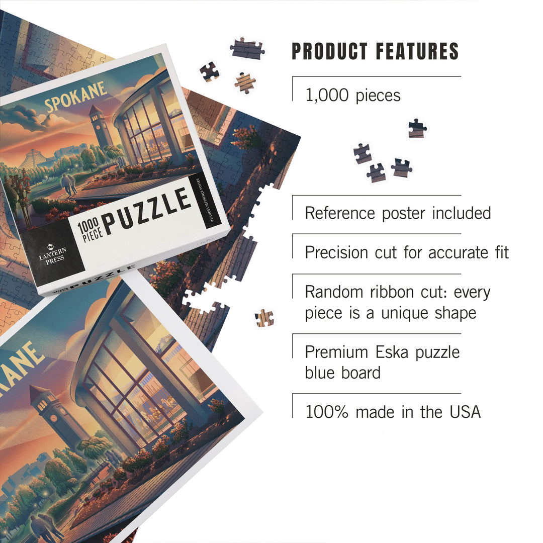 Spokane, Washington, Riverfront Park, Lithograph, 1000 Piece Jigsaw Puzzle