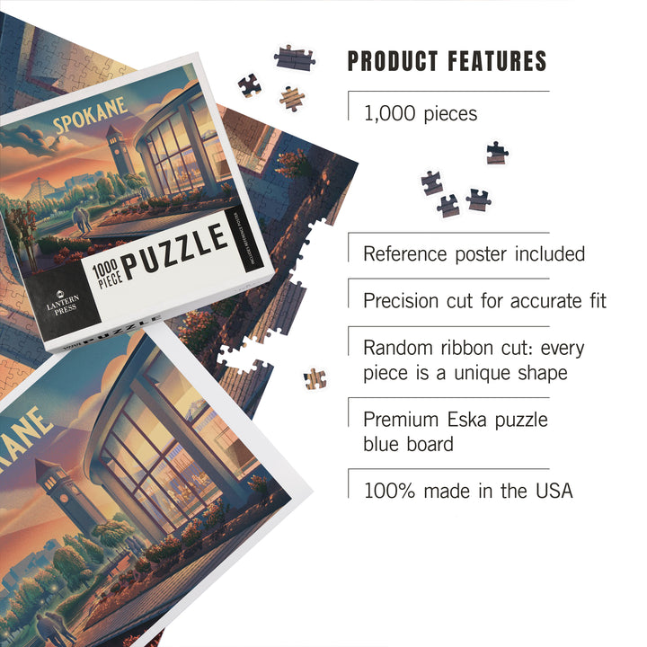 Spokane, Washington, Riverfront Park, Lithograph, 1000 Piece Jigsaw Puzzle